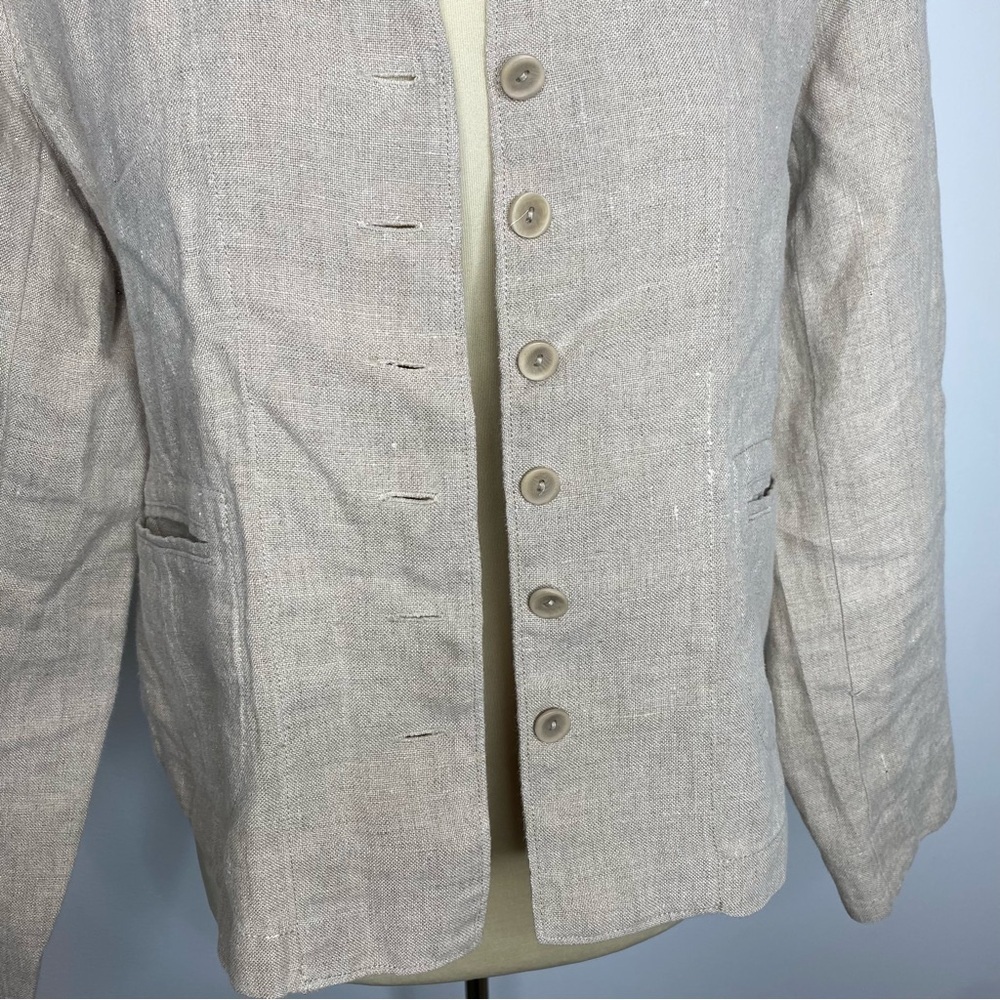 Eileen Fisher Petite Beige Irish Linen Blazer - Picture 3 of 10